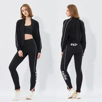 Chaqueta recortada atlética retro Ropa deportiva elástica ligera con cremallera para gimnasio Yoga Pilates y Pickleball Gym Top