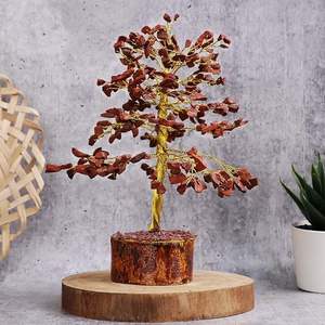 งานฝีมือหินกึ่งมีค่าประดับคริสตัลบอนไซประดับด้วยแจสเปอร์สีแดงทำด้วยมือสำหรับบ้านสำนักงานจิตวิญญาณของฮวงจุ้ย - Product Image 3