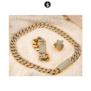 Cadena cubana de diamantes de Miami, patrón llamativo VSS A VS claridad 18KT, oro amarillo, fabricante indio - Product Image 1