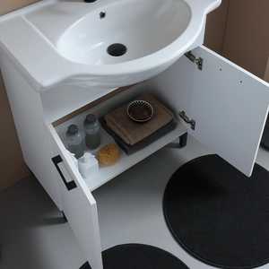 75cm White Floor-<b>Standing</b> Bathroom Cabinet with Matt <b>Black</b> Details Sink Mirror Ravenna <b>Lamp</b> - Product Image 5