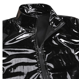 Venta al por mayor de prendas de vestir ligeras con cuello levantado para hombre, chaqueta, abrigo de manga larga, piel metálica, lona, temporada de invierno, OEM disponible - Product Image 2