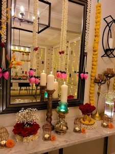 Sola Wood Lotus Bud & Jasmine Garland Wall Decor Hanging Artificial <b>Flower</b> for Wedding & Botanical Decoration - Product Image 2