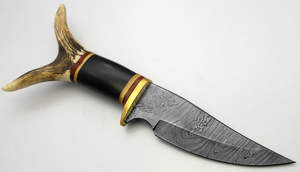 Cuchillo de caza personalizado DIY OEM de grado industrial de 8 pulgadas de acero de Damasco forjado con mango de cuerno, regalo para él, uso en exteriores - Product Image 2