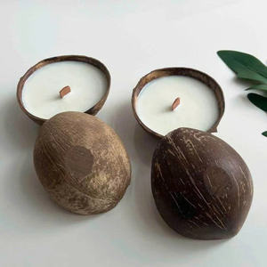 Portavelas de cáscara de coco hecho a mano rústico/cuencos de velas naturales Eco Chic con precio competitivo - Product Image 1