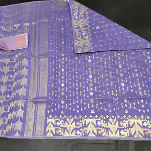 Exclusiva calidad de exportación Deshi Dhakai Jamdani Sharee para mujeres JAMDANI tela azul rojo verde dorado cielo azul de Bangladesh - Product Image 2