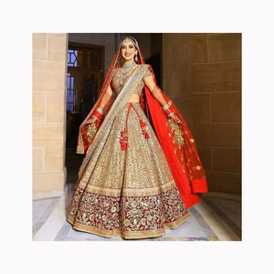 À la mode à la mode broderie costumes Plazzo en vente belles femmes indiennes soie longue Lehenga robe filles à la mode robe matériel - Product Image 4