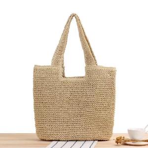 Sac à main en raphia tressé ouvert pour femme, grand cabas de plage pour les vacances, sac artisanal en paille souple - Product Image 1