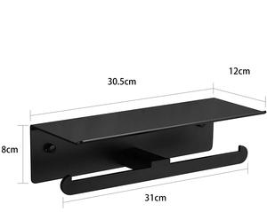 Porte-papier toilette double mural avec étagère pour téléphone, porte-rouleau de papier toilette en acier inoxydable, étiquette privée OEM - Product Image 4