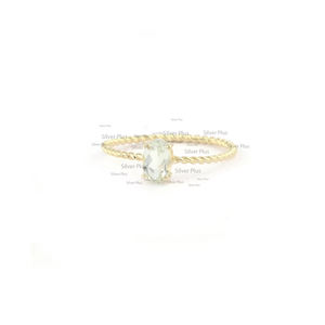 แหวนแต่งงานโซลิแทร์สีทอง14K แบบแข็งอัญมณีควอทซ์ธรรมชาติเครื่องประดับสำหรับงานปาร์ตี้สุดหรู - Product Image 2