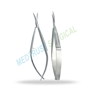 Ciseaux microchirurgicaux ophtalmiques courbés Castroviejo 4,75 pouces (12 cm) manuels certifiés MOL, instruments chirurgicaux réutilisables MEDTRUST - Product Image 4