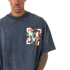 Venta al por mayor OEM hombres lavado ácido camisetas de alta calidad de talla grande Vintage peso pesado 100% algodón - Product Image 5