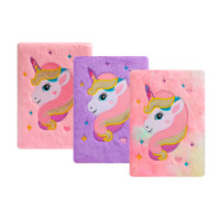 Carnet de notes A5 en peluche licorne 80 feuilles couverture en papier offset 80Gr/M2 Logo personnalisé imprimé Style journal de bureau cadeau unisexe
