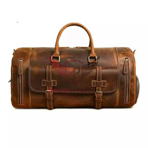 Bolsa de viaje de cuero puro de lujo personalizable hecha a mano exquisita-Equipaje de fin de semana de cuero genuino unisex Premium - Product Image 1