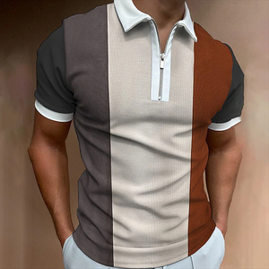 Men's Striped Short Sleeve Polo Shirts Custom Logo Printing Wholesale Anti-Wrinkle Polyester <b>Knitted</b> Free Shipping Shirt - Product Image 3