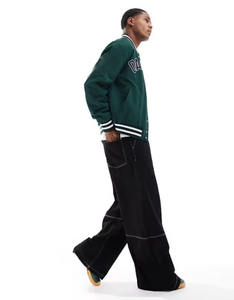 Custom Logo Winter Letterman Baseball college Jacket for Men Chenille Embroidery Patch Varsity Jacket wool Body Leather Sleeves - Product Image 3