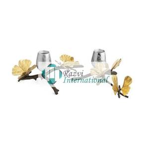 Bougeoirs argent et or avec motif de fleurs Ensemble de 2 nouveaux porte-bougeoirs élégants de qualité supérieure à un prix abordable - Product Image 6