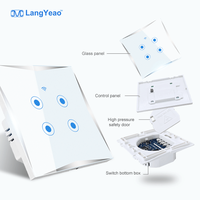 Interrupteur intelligent Langyeao pour TUYA, norme EU/UK, commande tactile sans fil, compatible Google Alexa, fonctionnalités de l'application Smart Life, panneau tactile