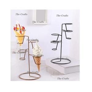 Marvelous Design Iron/Acrylic <b>Ice</b> <b>Cream</b> <b>Stand</b> with High Quality Black Cone Holders for Restaurant Use - Product Image 6
