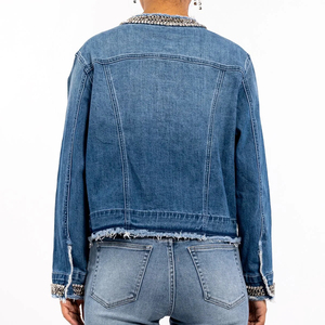 2025 personnalisé Unique Patchwork chaîne à manches longues brut respirant Vintage Jean Denim veste femmes - Product Image 3