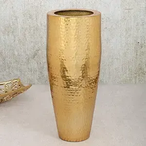 Venta al por mayor de 9 pulgadas de alto de flores florales vintage jarrón de aluminio moderno de lujo Hogar y boda decoración maceta - Product Image 2