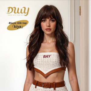 วิกผมสังเคราะห์ Kiya C-DWY แบบไม่ต้องใช้กาว ความยาว 24 นิ้ว ทรงลอนยาว  วัสดุไบโอนิคซิลค์ท็อป  ไฮไลท์สีซันคิส  เทคโนโลยีใหม่ สีน้ำตาล - Product Image 1