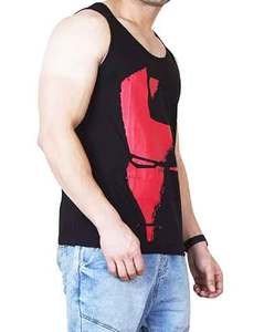 เสื้อกล้ามผ้าฝ้าย100% แขนกุดสำหรับผู้ชายเสื้อออกกำลังกายสีพื้นพิมพ์ลายสไตล์ลำลองสำหรับกล้ามเนื้อ - Product Image 3