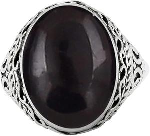 เงินแท้ 925 ธรรมชาตินิลสีดํา Cabochon อัญมณีเครื่องประดับแหวนทําด้วยมือเงินแท้ 925 ประทับตราแหวนเครื่องประดับ - Product Image 2