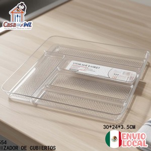 CASAMAX WL AA-2554 Cestello Organizzatore per Posate Durevole per Cassetti da Cucina, Vassoio Porta Utensili Multifunzione in Acrilico Trasparente - Product Image 1