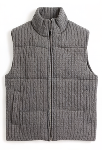 <span class=keywords><strong>Gilet</strong></span> en maille torsadée gris pour femme, collection Hiver 2026 – Haut sans manches chaud et texturé, <span class=keywords><strong>cardigan</strong></span> décontracté haut de gamme pour superposition féminine - Product Image 2
