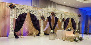 Magnifique mariage sud-indien Manavarai scène Grand Srilankan décoration de scène de mariage Paris mariage tamilien thème fibre scène - Product Image 3