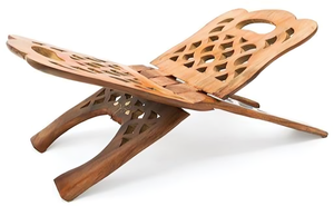 Elegante soporte de libro plegable de madera con incrustaciones Rehal ajustable para libros de cocina de la Biblia Corán Gita o uso de mesa de estudio - Product Image 2