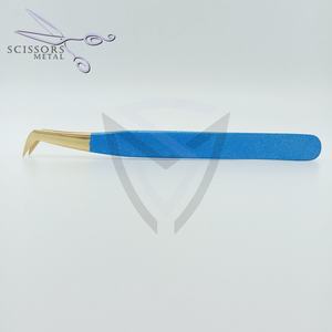 Nouveauté, pince à épiler de précision en acier inoxydable de haute qualité, 12 mm, 45 degrés, pour extensions de cils, étiquette privée - Product Image 1
