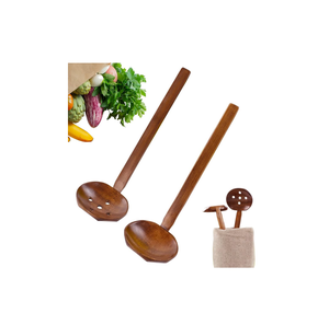 Wholesale 2pcs <b>Soup</b> Spoon <b>Ladle</b> Teak Wood Kitchen Utensils Set Cooking Utensils Kitchenware and Restaurants Use - Product Image 3