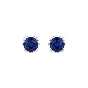 Orecchini a perno classici in argento sterling 925 con tanzanite naturale da 4 mm taglio rotondo e montatura a griffe, gioielli raffinati - Product Image 2