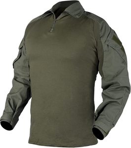Camisa táctica transpirable de manga larga con tela elástica y bolsillos utilitarios para senderismo, camping y trabajo al aire libre - Product Image 1