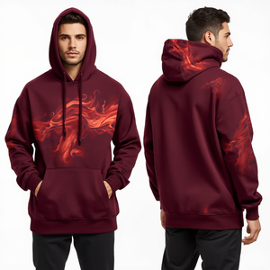 Sweat à capuche oversize imprimé évasé en coton épais, le plus vendu, tendance, fournisseur OEM ODM - Product Image 2
