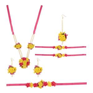 Conjunto de collar de boda Floral de perlas de imitación india, proveedor de pendientes, conjunto de pulsera Maangtikka, joyería para Baby Shower para mujer - Product Image 3