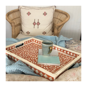 Plateau en os incrusté noir et blanc avec base en MDF en résine pour la cuisine, décoration de luxe pour la maison et vaisselle, plateau de service en os incrusté naturel - Product Image 1