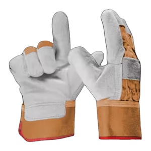 Gants de travail en cuir de vachette pleine fleur de style rigger canadien de haute qualité, pour la protection des mains en milieu industriel et de jardinage, avec doublure en coton - Product Image 2