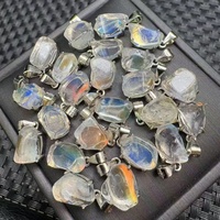 Pendentif en Pierre de Lune Arc-en-ciel Naturelle de Madagascar, Qualité Supérieure, Vente Directe Usine, Argent S925, Cristal à Fort Éclat, Design Minimaliste, Bijoux