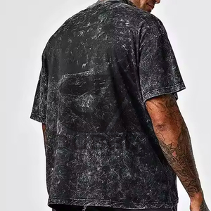 new Customized 2025 Wholesale Customized Cotton <b>Acid</b> Washed T Shirts Vintage Stone <b>drop</b> shoulder <b>Acid</b> Washed T Shirts For Men - Product Image 4