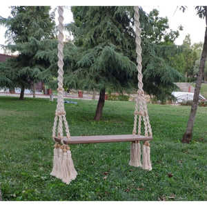 Columpio Individual de Macramé Estilo Boho para Interiores/Exteriores, para Niños/Adultos, para Decoración de Patios y Jardines - Product Image 1