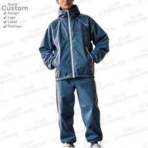 Conjunto de chándal cortavientos de nailon de gran tamaño unisex Conjunto cortavientos de nailon liso de primera calidad Elegante aspecto de 2 piezas para un estilo elevado - Product Image 1