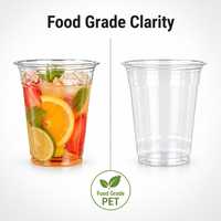 Gobelet jetable en plastique transparent empilable de qualité alimentaire PET 89-10oz avec couvercles pour boissons froides