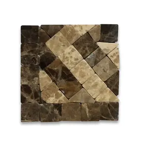 B0089CP Renaissance Emperador 2x2 poli porcelaine mosaïque bordure Accent carrelage brillant intérieur Premium marbre carrelage anti-dérapant - Product Image 1