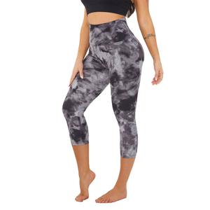 Leggings taille haute pour femmes, pantalon de yoga sans couture en marbre tricoté extensible doux - Product Image 1