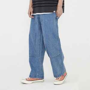 บริการ OEM กางเกงยีนส์ขาบานสำหรับผู้ชาย, กางเกงยีนส์ขาบานขายาวแบบสั่งทำแนวสตรีทแวร์ - Product Image 1