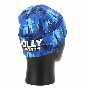 Gorro de Punto para Mujer, Transpirable, de Forro Polar de Poliéster, Color Azul, Diseño de Sublimación, Logotipo Personalizado, Ropa de Invierno, Gorro de Jacquard Cálido - Product Image 5