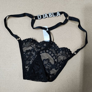 Tanga da donna in pizzo con <span class=keywords><strong>testo</strong></span> personalizzato perizoma a vita bassa con perizoma morbido e comodo slip a fiori ricamati Sexy mutandine Bikini - Product Image 1