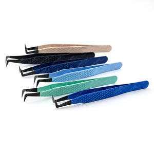 Custom Fiber Tip Tweezer Mega Volume 90 Degree False Eyelash Application <b>Lightweight</b> Anti-Slip Diamond Grip Tweezers - Product Image 3